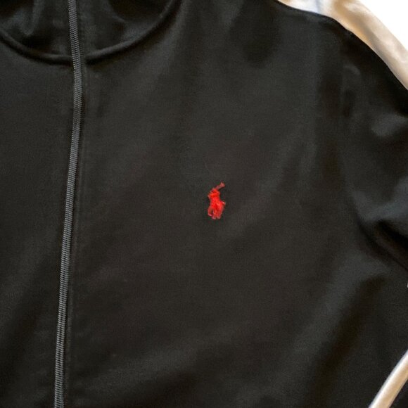 Polo Ralph Lauren Interlock Tracksuit Jacket XL & Pants L Black White Stripe NEW - Picture 3 of 15
